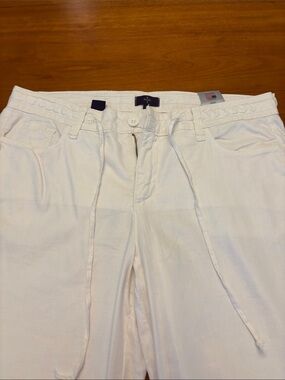 White linen wide leg pants, size 12, NYDJ